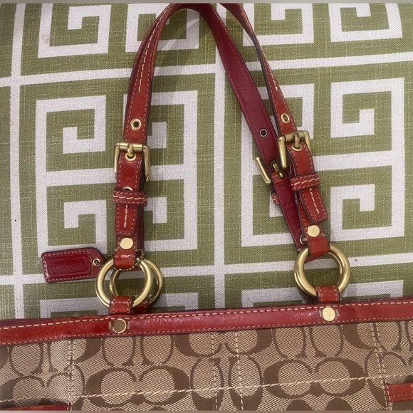 SOLD! COACH VINTAGE Signature Kaki Leather Tote & Accordion Coated Canvas Wallet - Picture 14 of 16